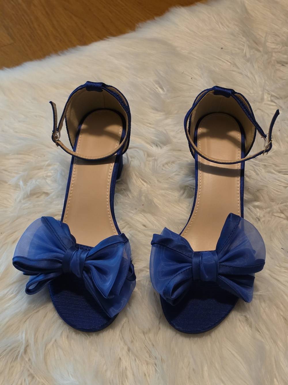 Elegant Royal Blue Bow Ankle-Strap Heald for Women